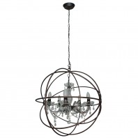 Oriel Lighting-COLUMBUS BLING Wire Framed Open Spherical Pendant with Crystals